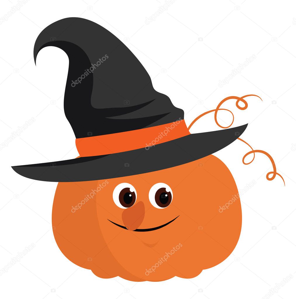 Smiling pumpkin, illustration, vector on white background.