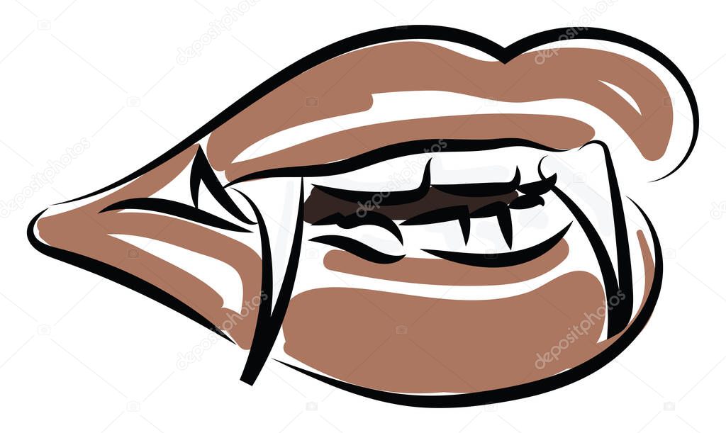 Vampire mouth, illustration, vector on white background.