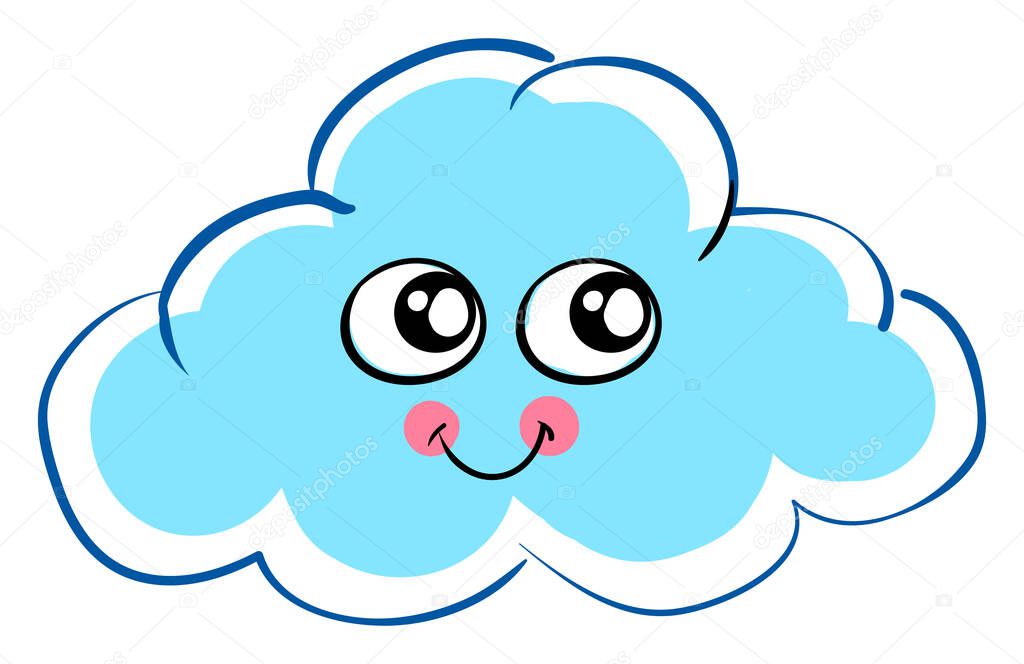 Happy cloud, illustration, vector on white background.