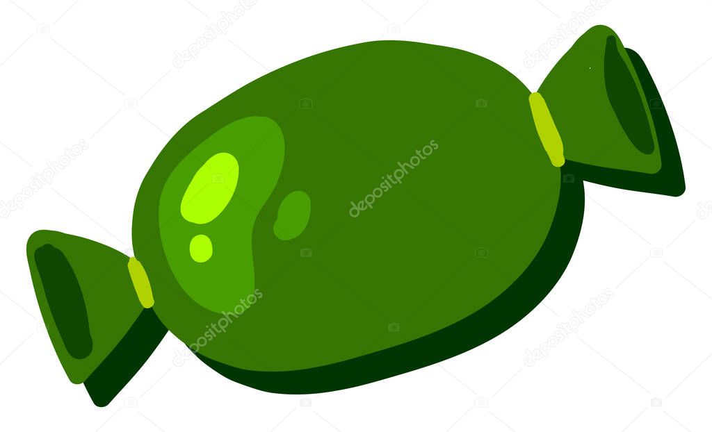 Green wrapped candy, illustration, vector on white background.