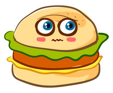 Korkmuş burger, illüstrasyon, beyaz arka plan vektör.