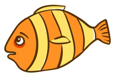 Üzgün sarı balık, illüstrasyon, beyaz arkaplanda vektör.