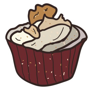 Cupcake çizim, illüstrasyon, beyaz arka plan üzerinde vektör.