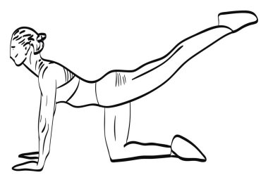 Kadın egzersiz yapıyor, illüstrasyon, beyaz arka plan üzerinde vektör.