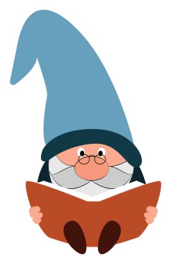 Cüce okuma kitabı, illüstrasyon, beyaz arkaplan üzerindeki vektör.