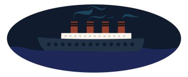 Denizde büyük gemi, illüstrasyon, beyaz arka plan üzerinde vektör.