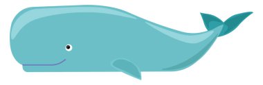 Büyük mavi balina, illüstrasyon, beyaz arkaplanda vektör.