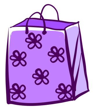 Mor alışveriş çantası, illüstrasyon, beyaz arkaplanda vektör.