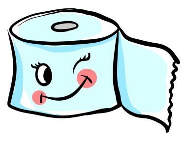 Göz kırpan tuvalet kağıdı, illüstrasyon, beyaz arkaplan üzerindeki vektör.