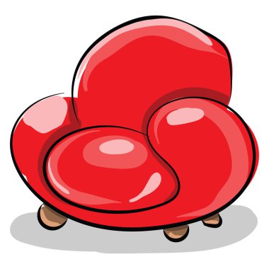 Kırmızı koltuk, illüstrasyon, beyaz arkaplanda vektör.