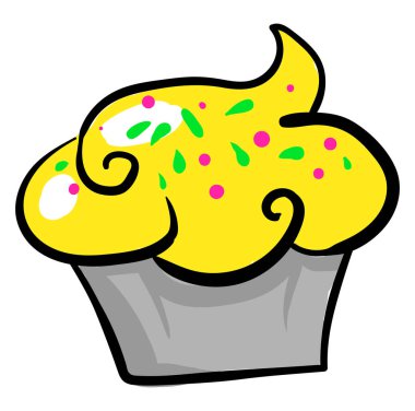 Sarı kek, illüstrasyon, beyaz arkaplanda vektör.