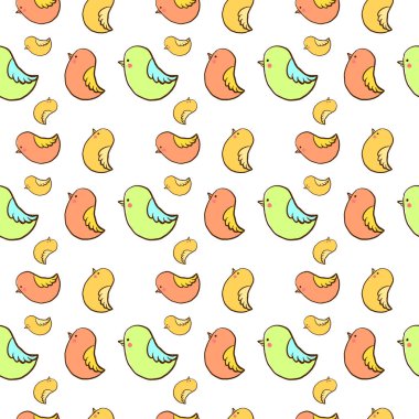 Kuşlar duvar kağıdı, illüstrasyon, beyaz arkaplan üzerindeki vektör.