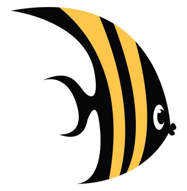 Siyah ve sarı balık, illüstrasyon, beyaz arka plan vektör.