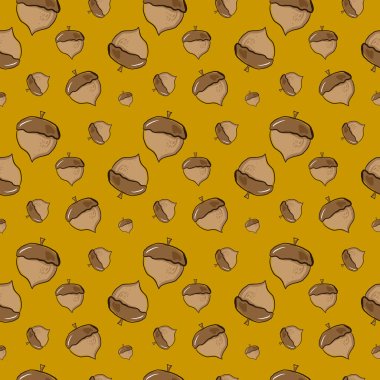 Meşe palamudu duvar kağıdı, illüstrasyon, beyaz arkaplan üzerindeki vektör.