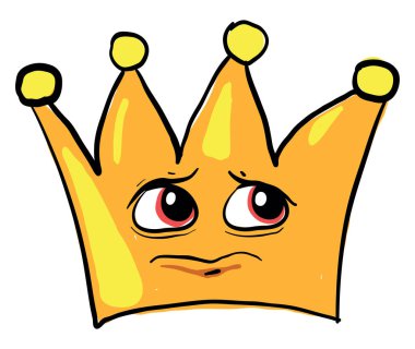 Hüzünlü taç, illüstrasyon, beyaz arkaplanda vektör.