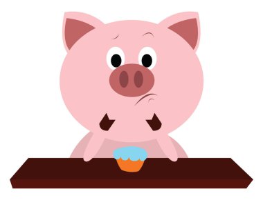 Kekli domuz, illüstrasyon, beyaz arka planda vektör..