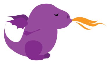 Ateş püskürten ejderha, illüstrasyon, beyaz arkaplanda vektör.