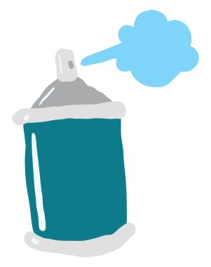 Mavi sprey kutusu, illüstrasyon, beyaz arkaplanda vektör.