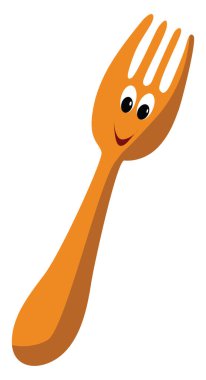 Turuncu çatal, illüstrasyon, beyaz arkaplan üzerindeki vektör.