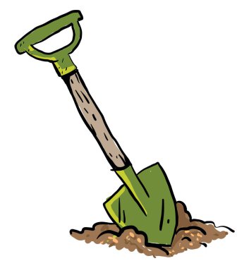 Yeşil kürek, illüstrasyon, beyaz arkaplanda vektör.