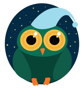 Gece kuşu, illüstrasyon, beyaz arkaplanda vektör.