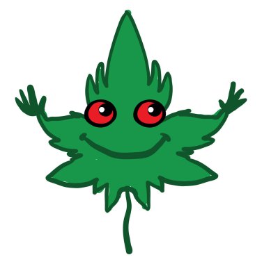 Mutlu marihuana, illüstrasyon, beyaz arka plan vektör.