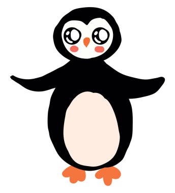 Sevimli penguen, illüstrasyon, beyaz arka plan vektör.