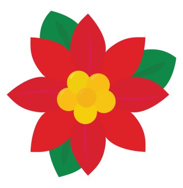 Kırmızı çiçek, illüstrasyon, beyaz arkaplanda vektör.