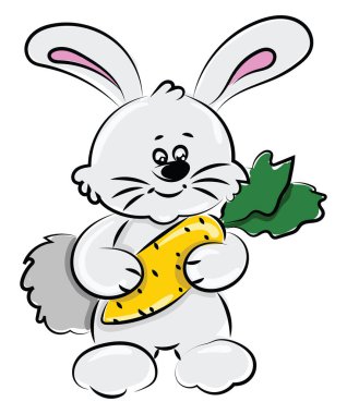 Tavşan havuç, illüstrasyon, beyaz arka plan vektör ile.