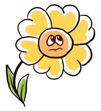 Üzgün çiçek, illüstrasyon, beyaz arkaplanda vektör.