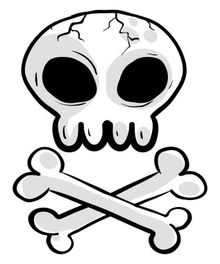 Ölü kafatası, illüstrasyon, beyaz arkaplan üzerindeki vektör.