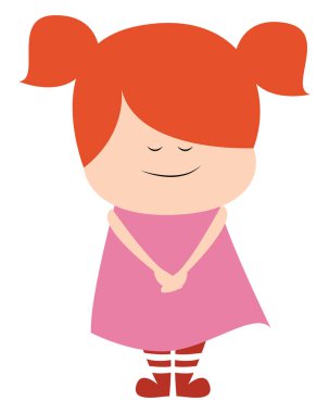 Utangaç kız, illüstrasyon, beyaz arkaplan vektörü.