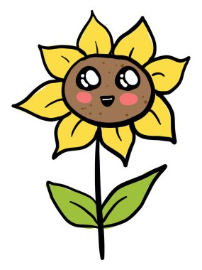 Tatlı ayçiçeği, illüstrasyon, beyaz arkaplanda vektör.