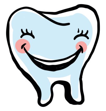 Mutlu diş, illüstrasyon, beyaz arka plan vektör.