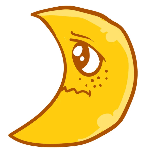 悲しい黄色の月 イラスト 白い背景のベクトル — ストックベクタ