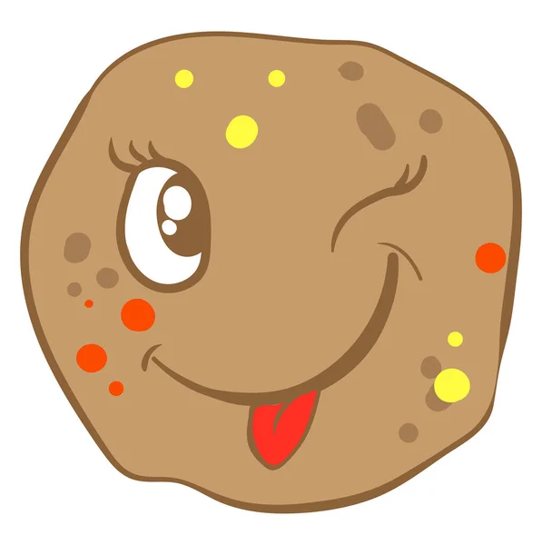 丸いクッキー イラスト 白い背景のベクトルをウィンク — ストックベクタ