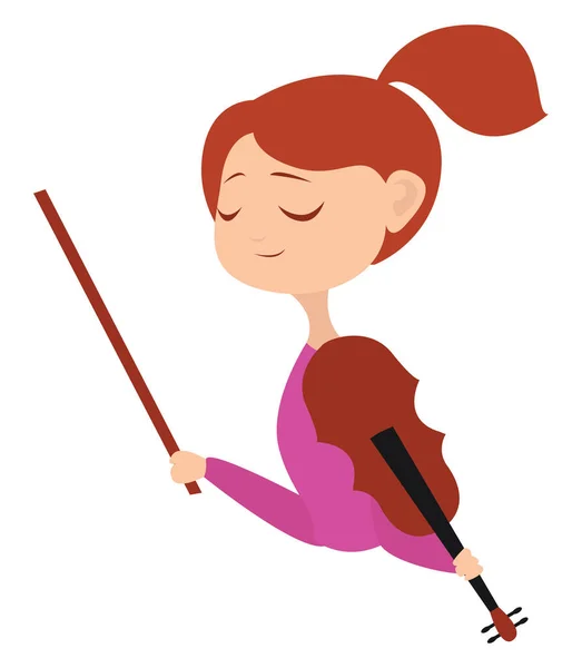 带小提琴的女孩 白色背景上的矢量 — 图库矢量图片