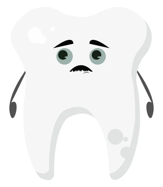 Scared Tooth Illustration Vector White Background — Stock Vector