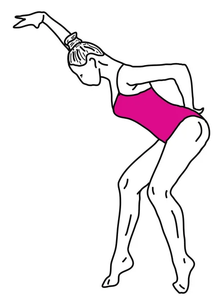 Žena Růžové Cvičení Ilustrace Vektor Bílém Pozadí — Stockový vektor