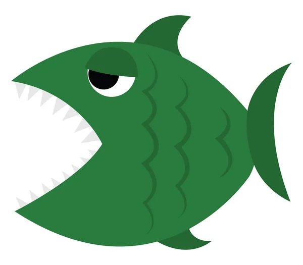 Green Fish Illustration Vector White Background — Stock Vector