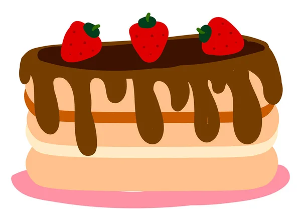 Strawberry Cake Illustration Vector White Background — Stock Vector