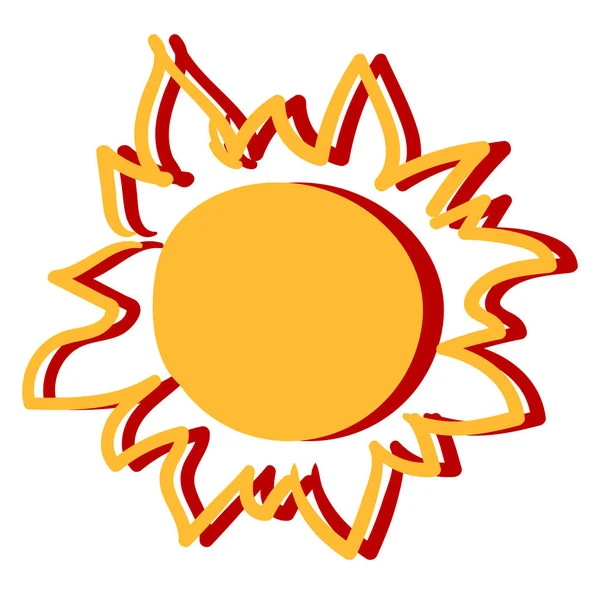 Vlakke Zon Illustratie Vector Witte Achtergrond — Stockvector