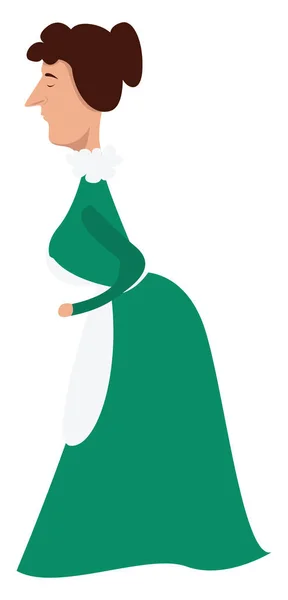 Γυναίκα Πράσινο Εικονογράφηση Διάνυσμα Λευκό Φόντο — Διανυσματικό Αρχείο