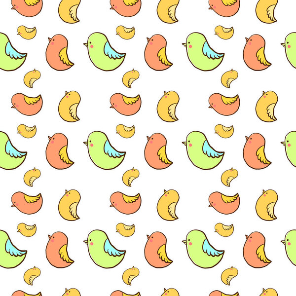 Birds wallpaper, illustration, vector on white background.