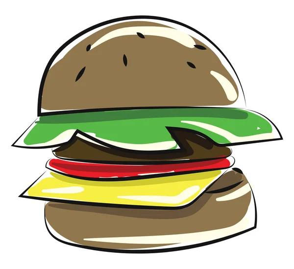 Burger Disegno Illustrazione Vettore Sfondo Bianco — Vettoriale Stock