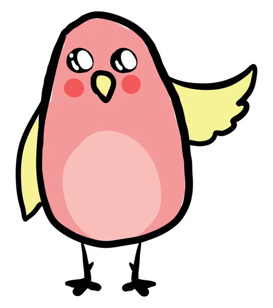 Cute Pink Bird Illustration Vector White Background — Stock Vector