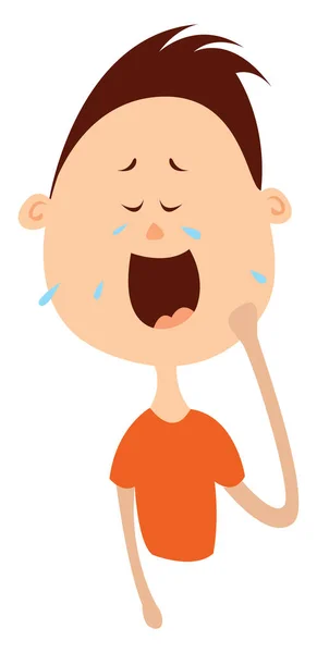 Crying Boy Illustration Vector White Background — Stock Vector
