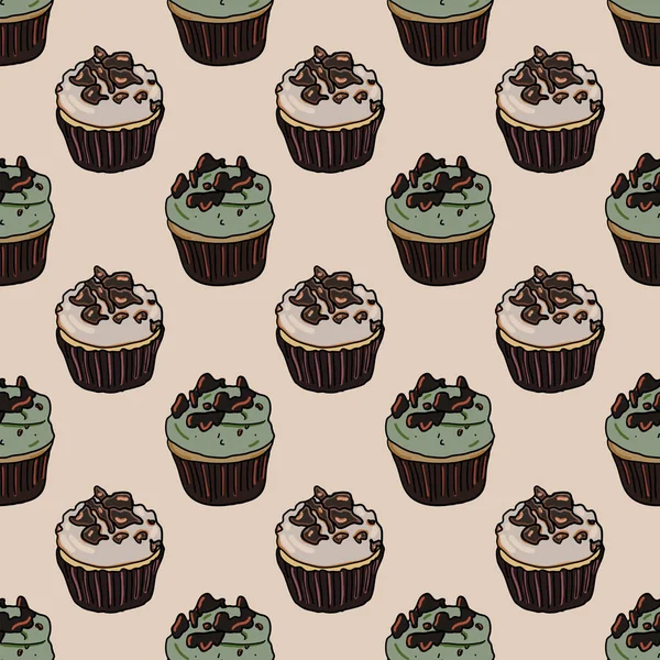Cupcakes Muster Illustration Vektor Auf Weißem Hintergrund — Stockvektor