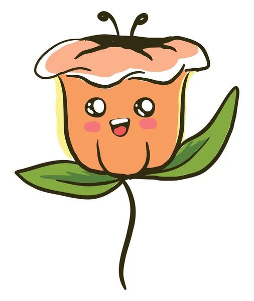 Cute Pomarańczowy Kwiat Ilustracja Wektor Białym Tle — Wektor stockowy