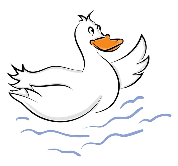White Duck Illustration Vector White Background — Stock Vector